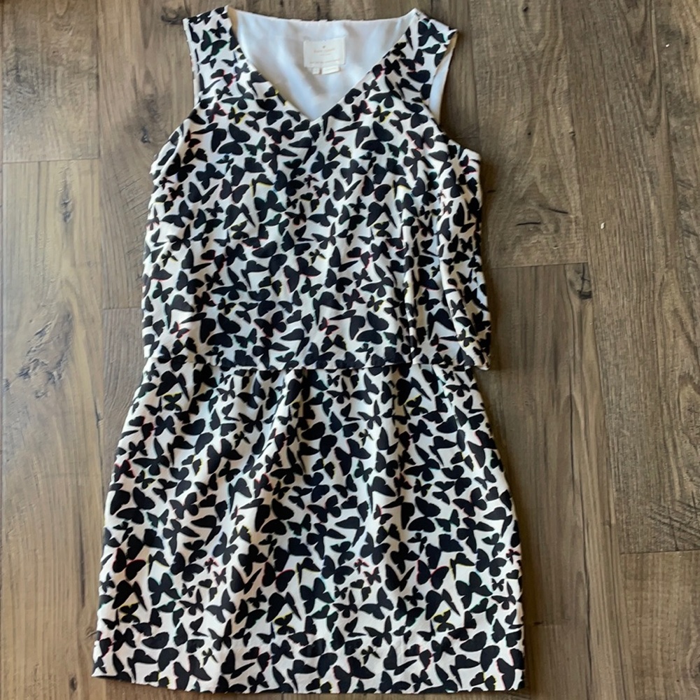kate spade Ivory Dress with Black and Multicolor Butterfly Print
